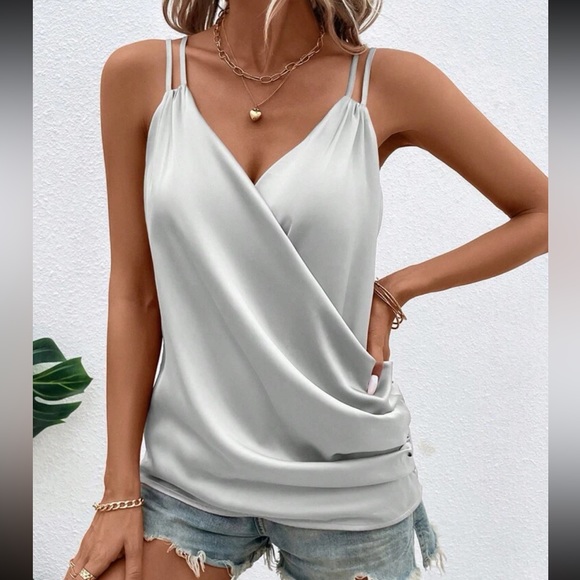 Luxe Satin Cami Top Blouse Shirt Black - Picture 6 of 16